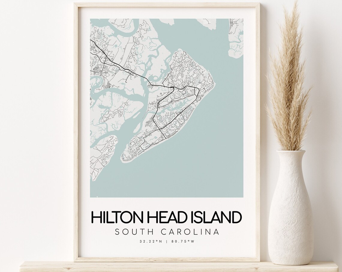 Hilton Island South Carolina USA Map Minimalist Poster