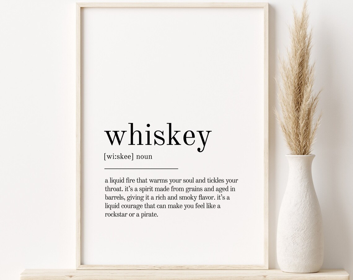 Whiskey Definition Minimalist Art Print, Funny Poster