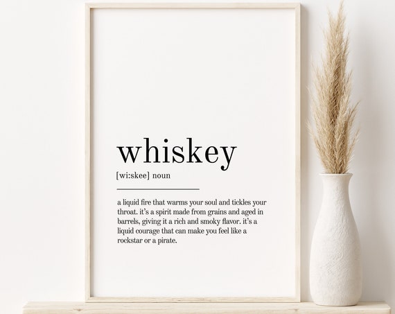 Whiskey Definition Minimalist Art Print, Funny Poster