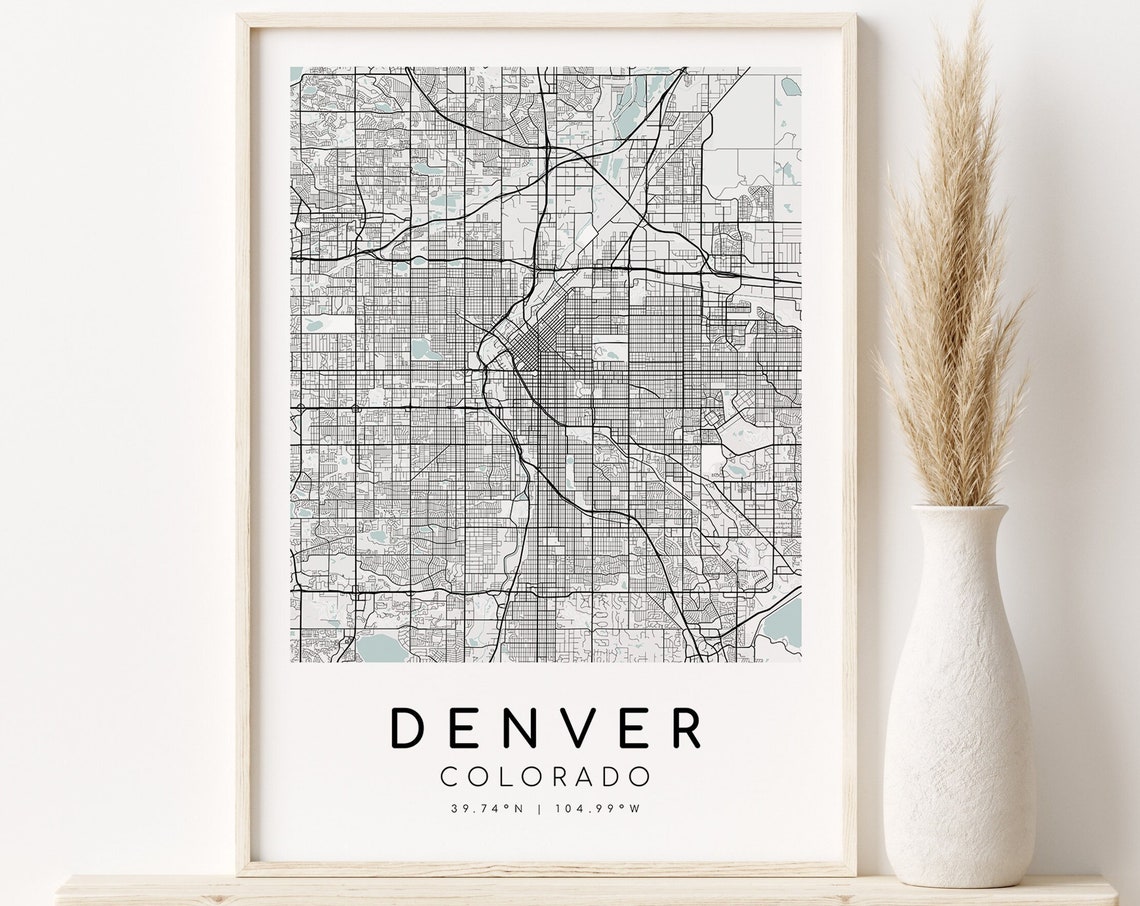 Personalized Denver Colorado Minimalist City Street Map Poster