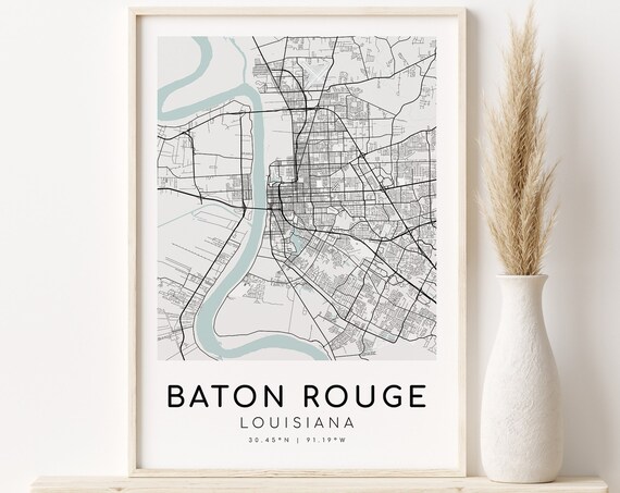 Personalized Baton Rouge Louisiana Minimalist Street Map Poster