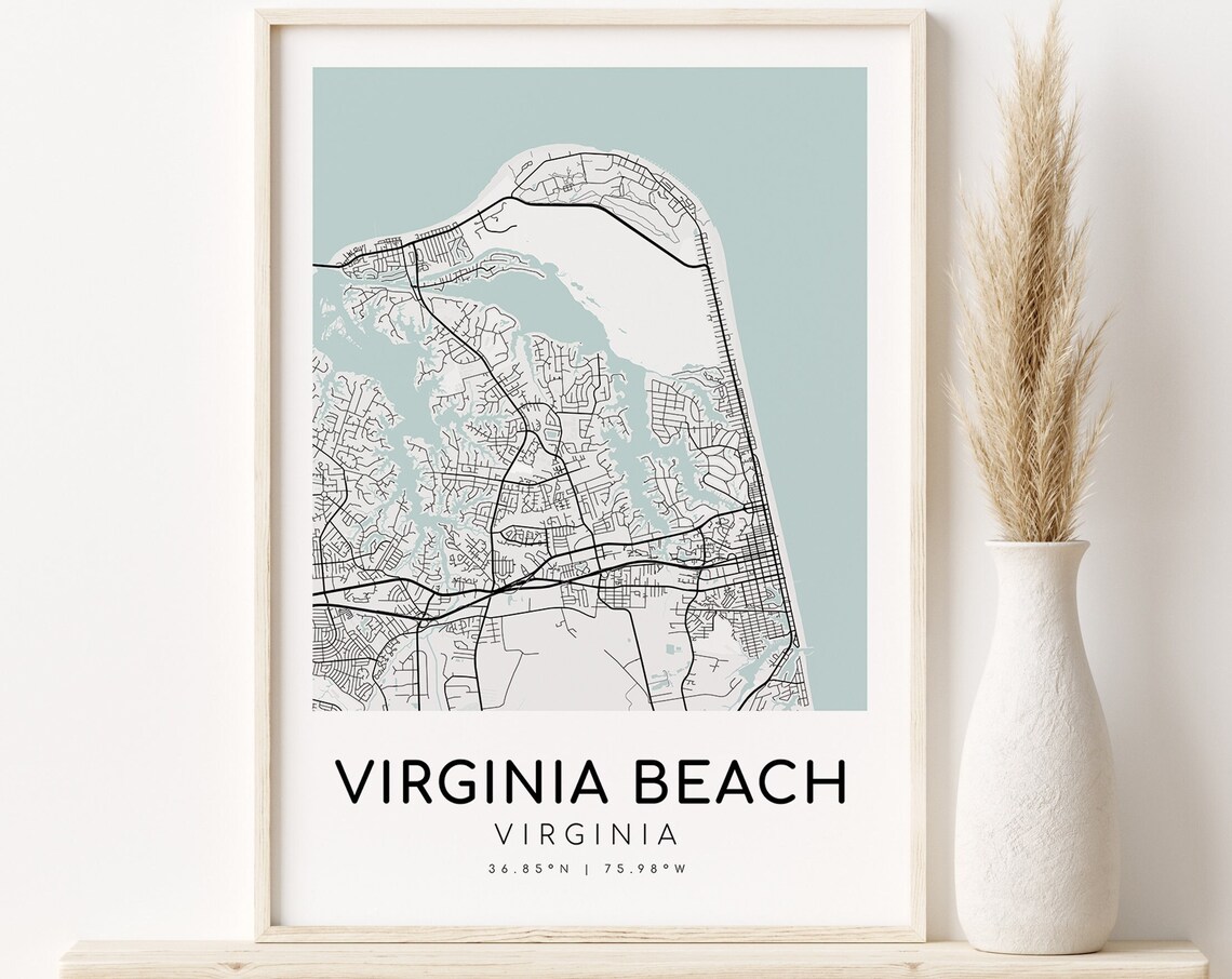 Personalized Virginia Beach Virginia Minimalist City Map Poster