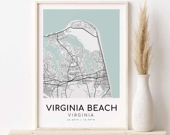 Personalized Virginia Beach Virginia Minimalist City Map Poster