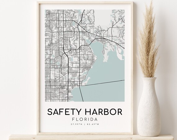 Safety Harbor Florida City Street Map Minimalist Modern Travel Poster