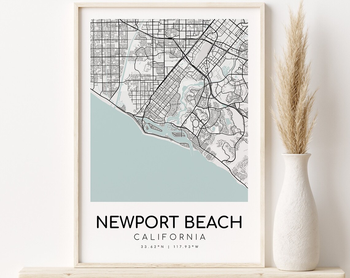 Newport Beach Map Art Print, Personalized City Map