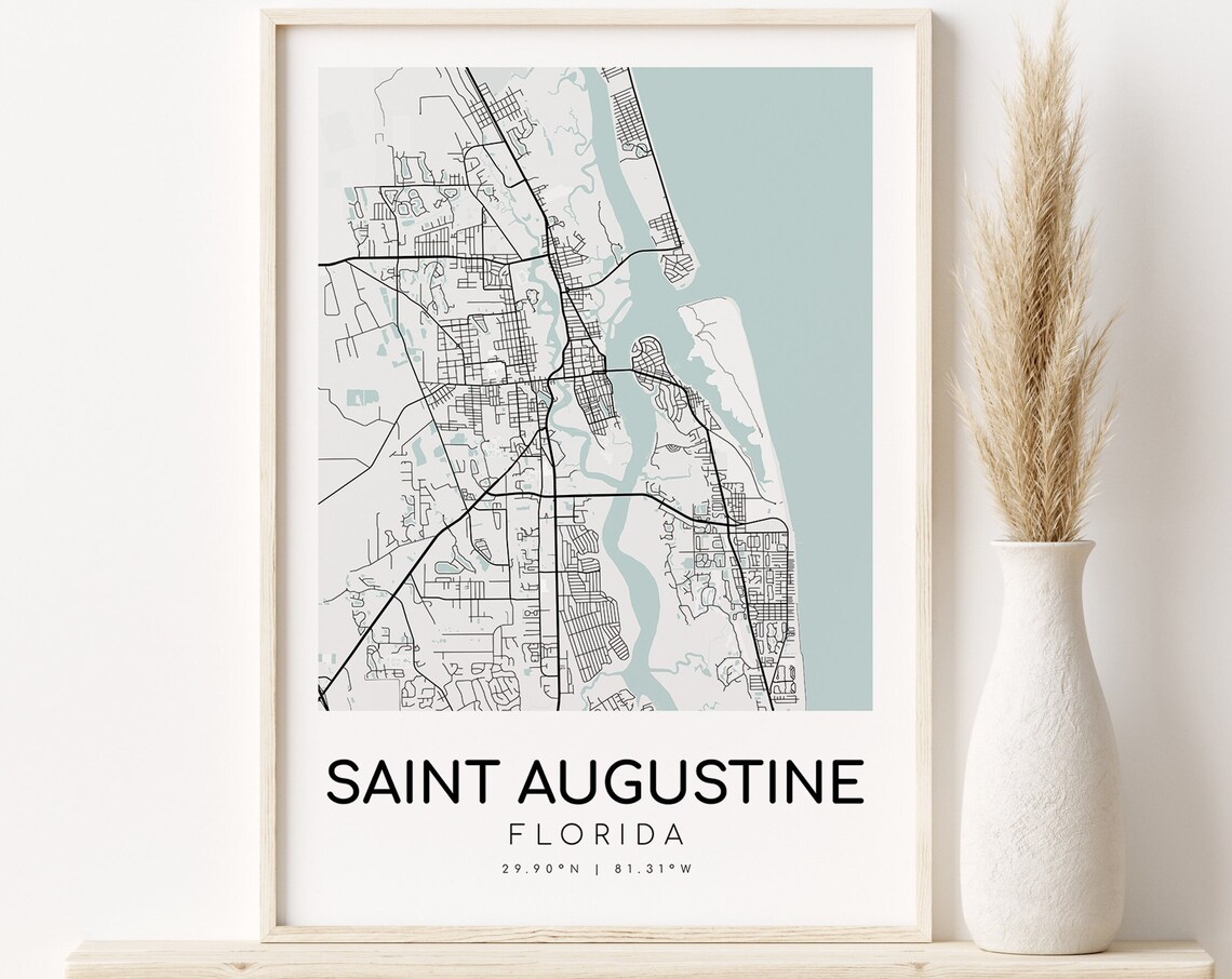 Saint Augustine Florida City Map Travel Poster