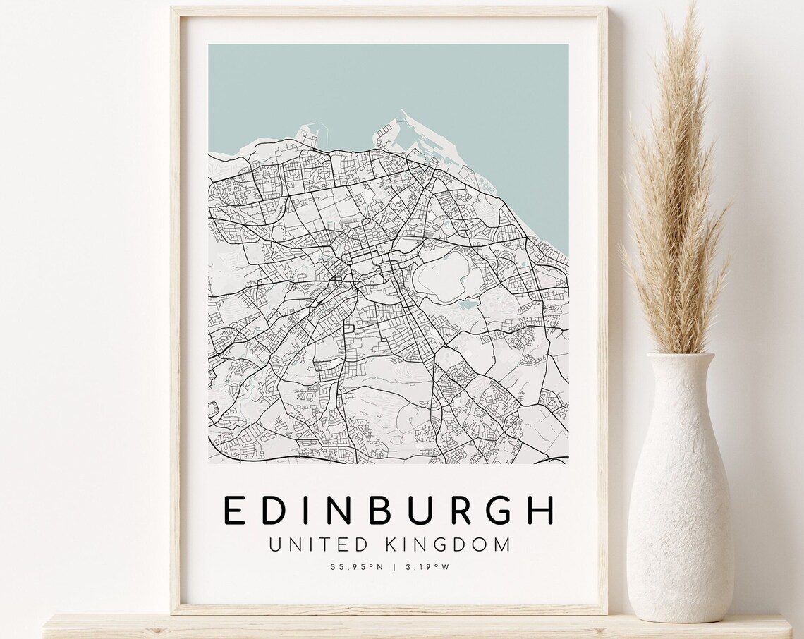 Edinburgh United Kingdom Map Poster, Minimalist Custom