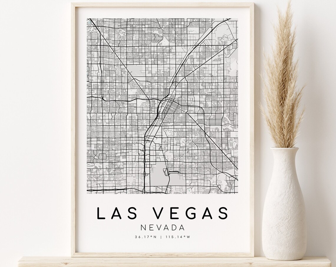 Las Vegas Map Print, Nevada Minimalist Art Poster