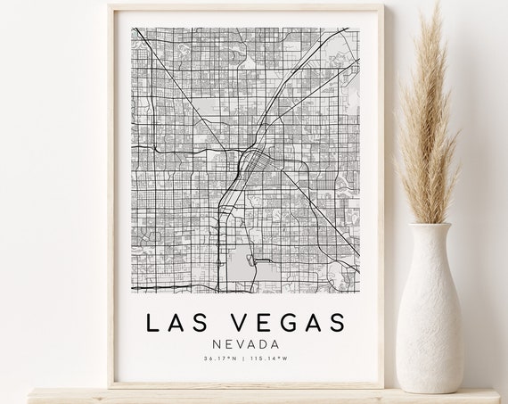 Las Vegas Map Print, Nevada Minimalist Art Poster