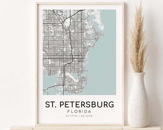 St. Petersburg Florida Teal City Street Map Modern Gift Poster