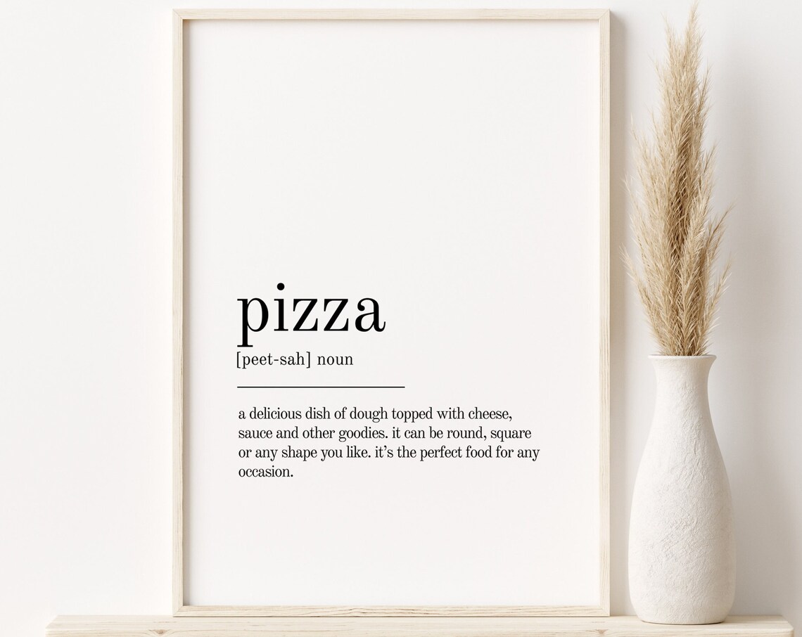 Pizza Definition Minimalist Poster, Modern Wall Art