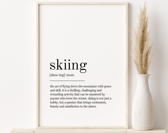 Skiing Dictionary Definition Minimalist Typography Gift Poster