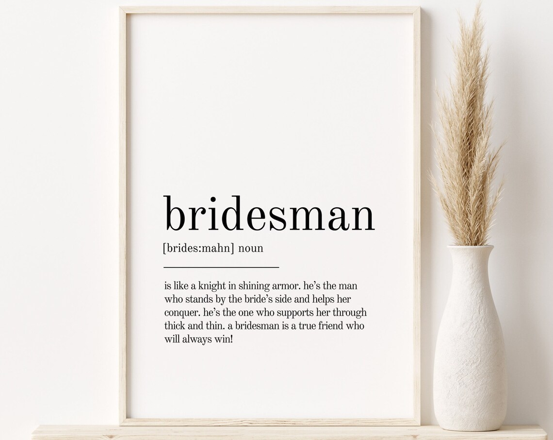 Bridesman Definition Minimalist Quote Art Print