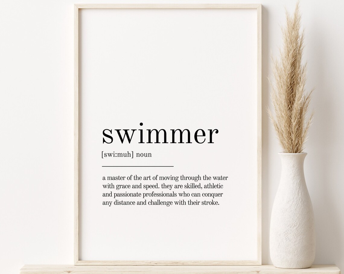 Swimmer Definition Art Print, Book Quote Style