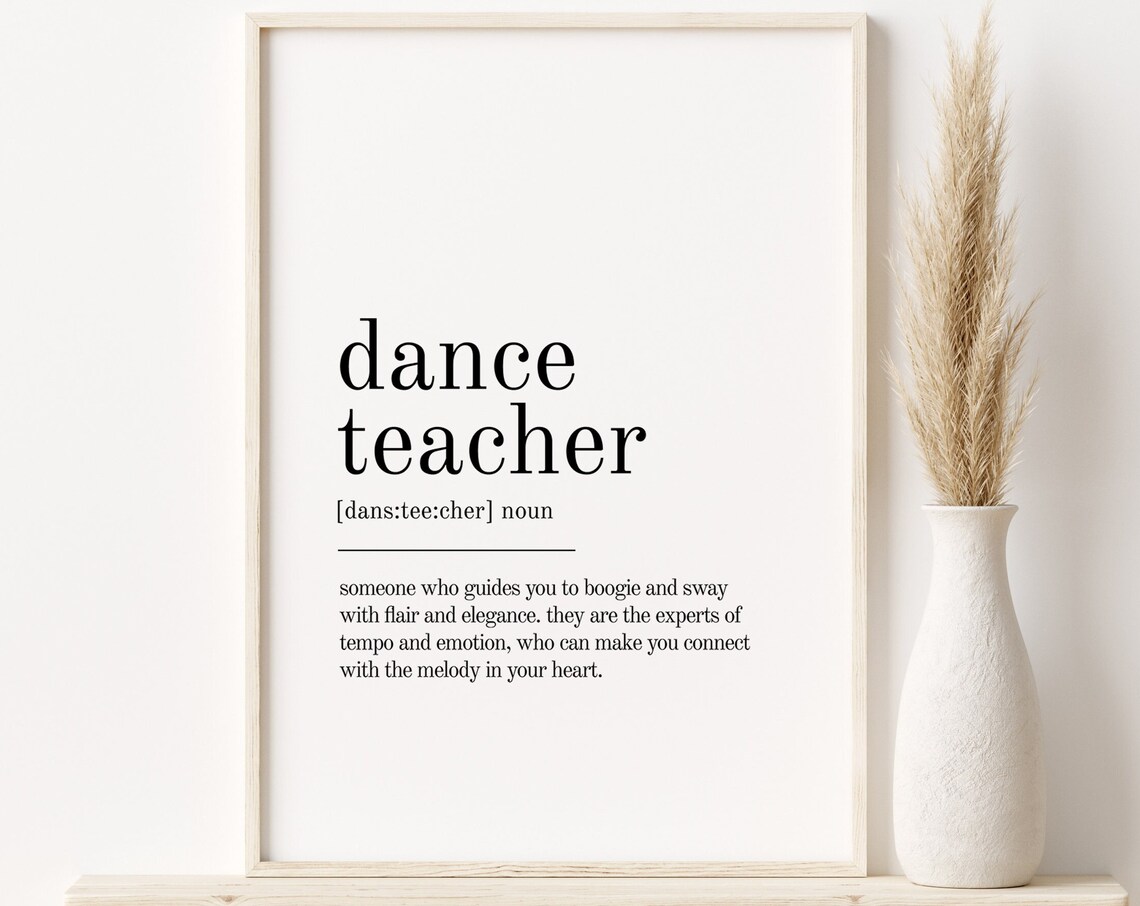 Dance Teacher Definition Poster, Minimalist