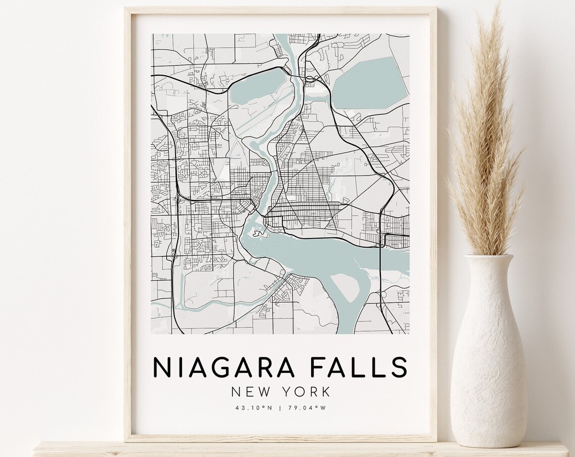 Niagara Falls New York Map Print, Minimalist Travel Poster