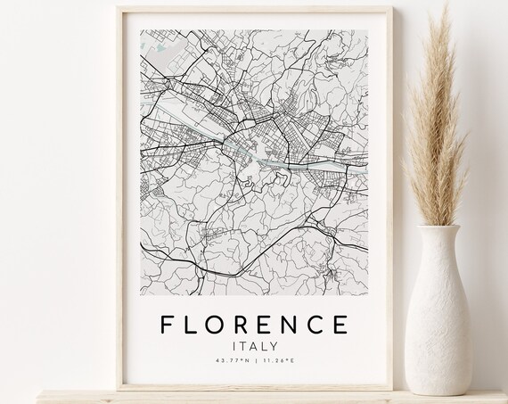 Florence Italy Map, Minimalist Travel Poster