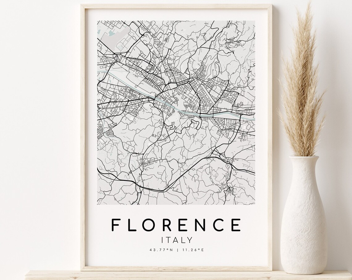 Florence Italy Map, Minimalist Travel Poster