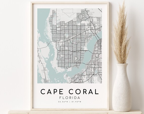 Cape Coral City Map Minimalist Art Print