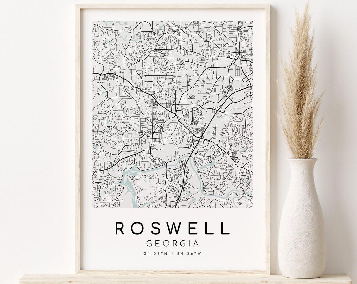 Roswell Georgia Map Poster, Minimalist Travel Art