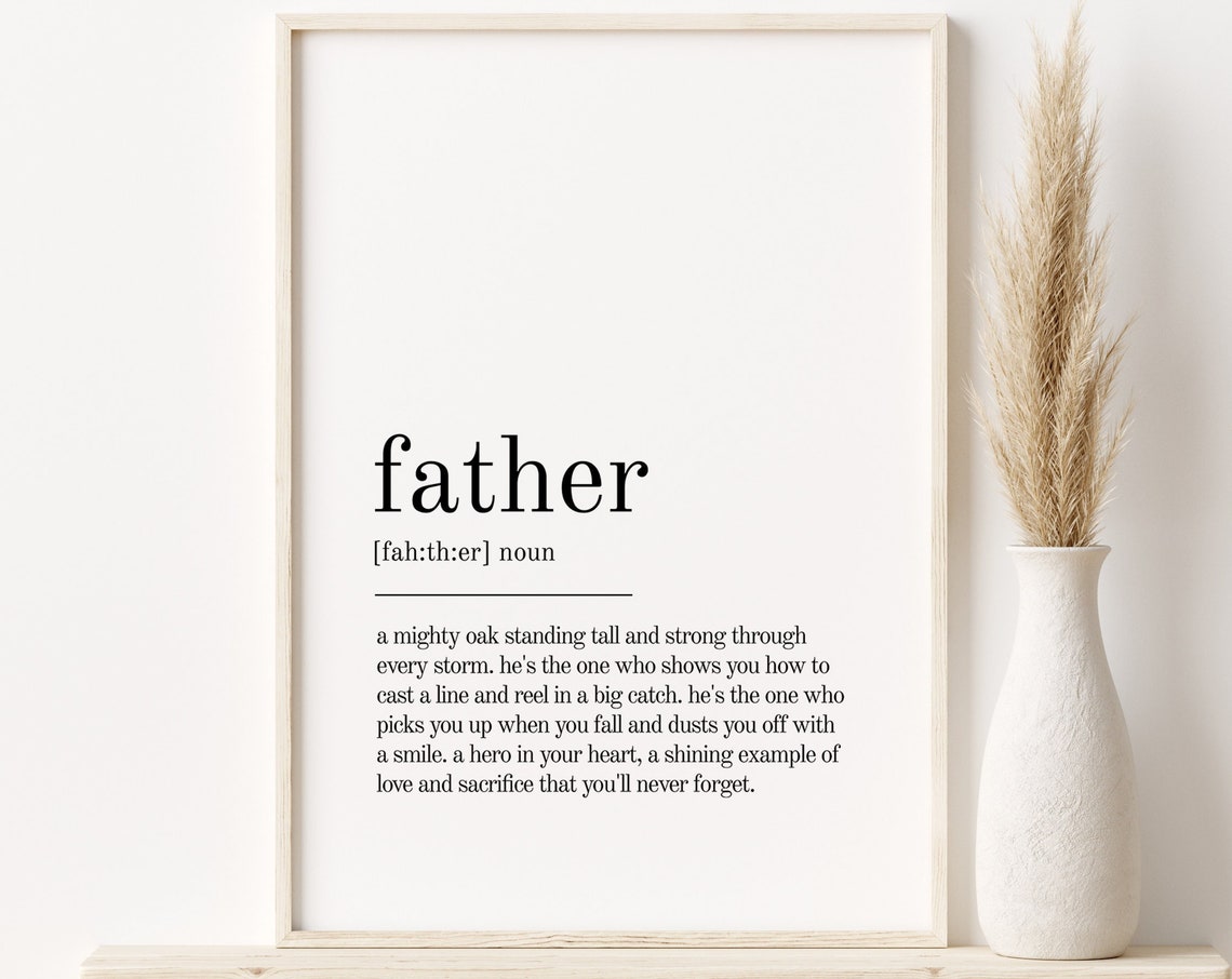 Father Definition Dictionary Typography Mighty Oak Fathers Day Poster