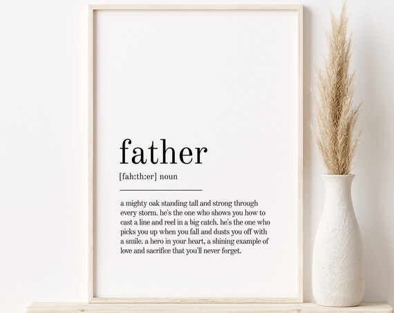 Father Definition Dictionary Typography Mighty Oak Fathers Day Poster