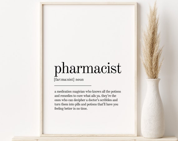 Pharmacist Definition Print Gifts For Him Pharmacist Personalized Gift Pharmacist Wall Art Prints Last Minute Gift Instant