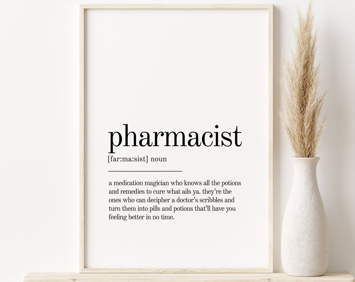 Pharmacist Definition Dictionary Typography Medication Magician Poster