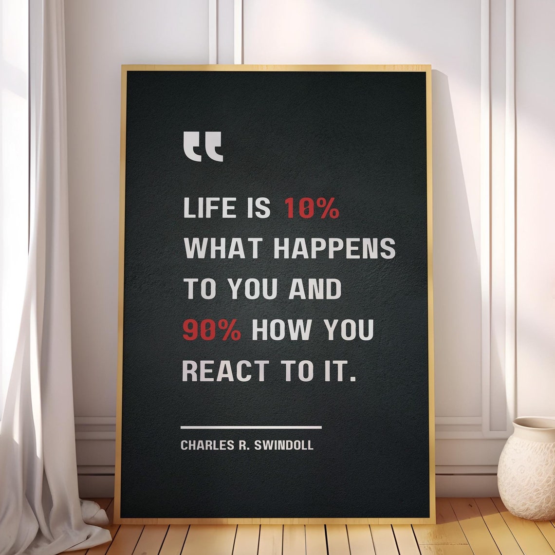Life Is 10 Percent What Happens Charles Swindoll Quote Poster