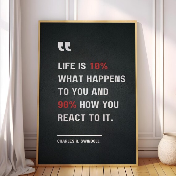 Life Is 10 Percent What Happens Charles Swindoll Quote Poster