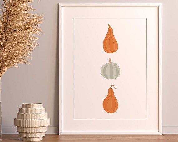 Pumpkin Fall Art Print, Boho Home Decor