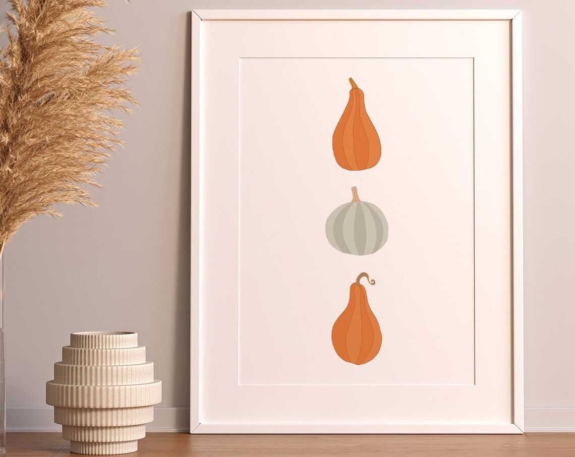 Pumpkin Fall Art Print, Boho Home Decor