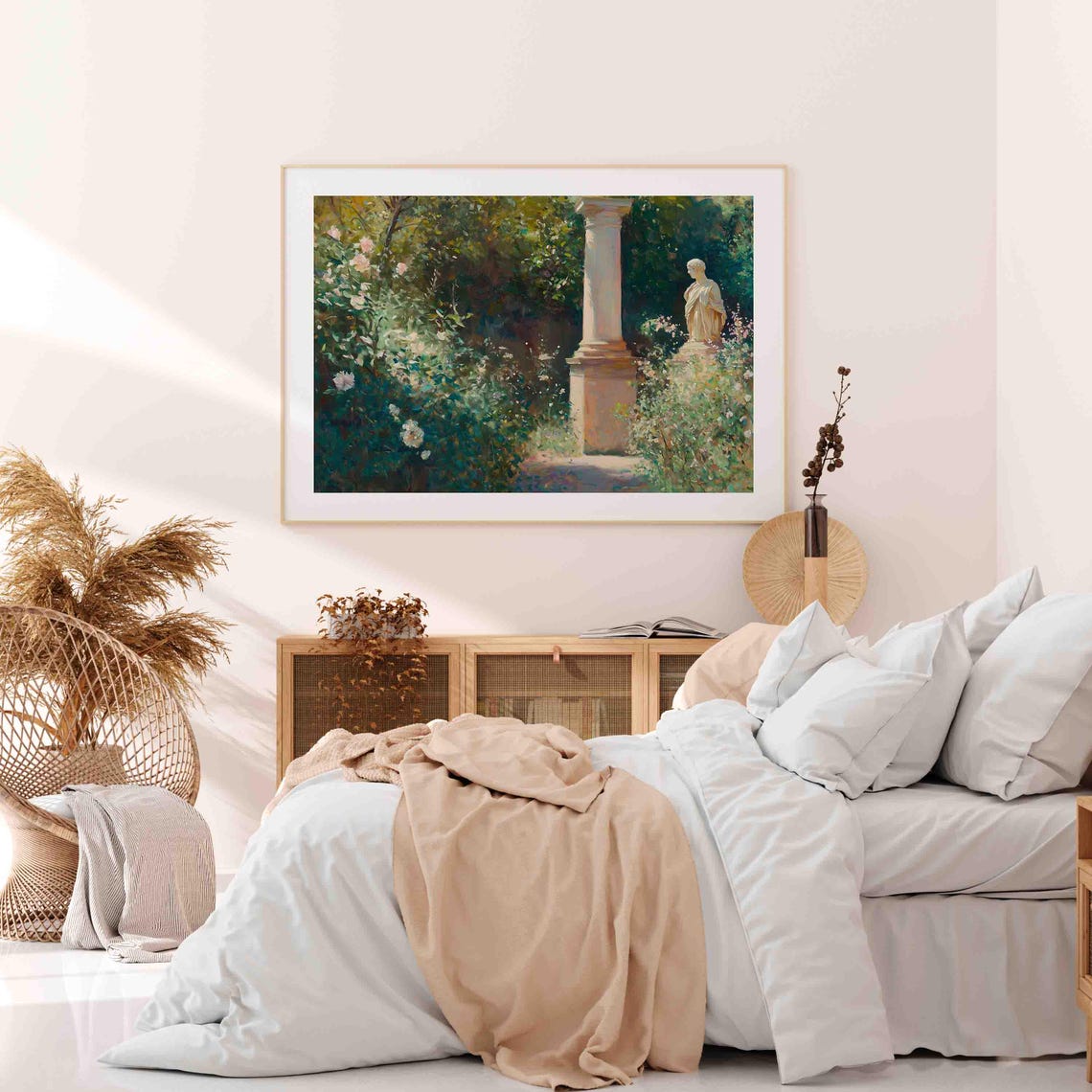 Rose Garden With Classical Column and Statue Impressionist Poster - Image 3