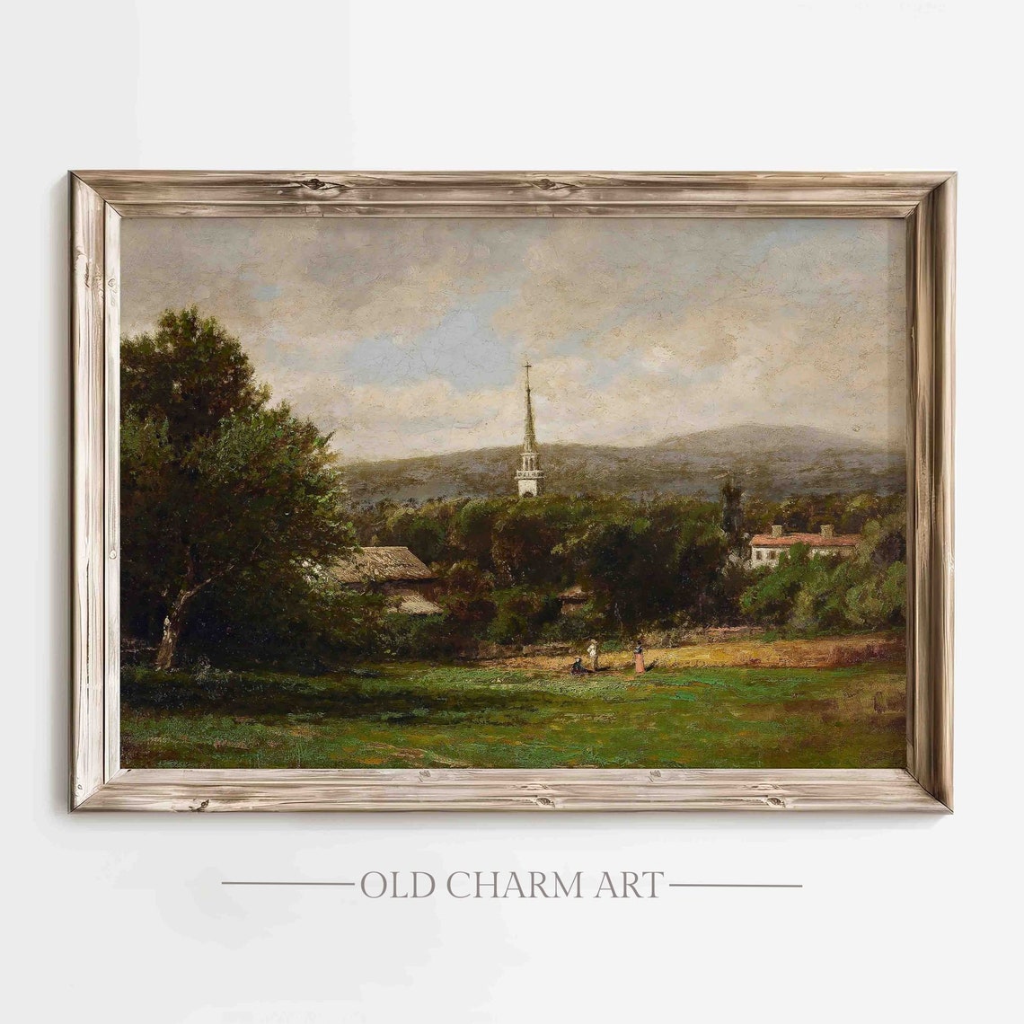 Village Church Steeple Beyond Trees Rural Summer Landscape Poster