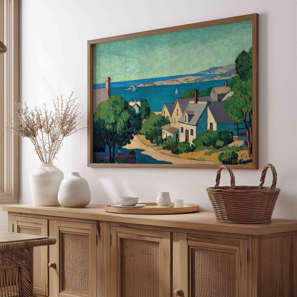 Country Landscape Painting Vintage Landscape Oil Painting Farmhouse Wall Decor Art Cottage Rustic Wall Art Print Wa280 - Image 2