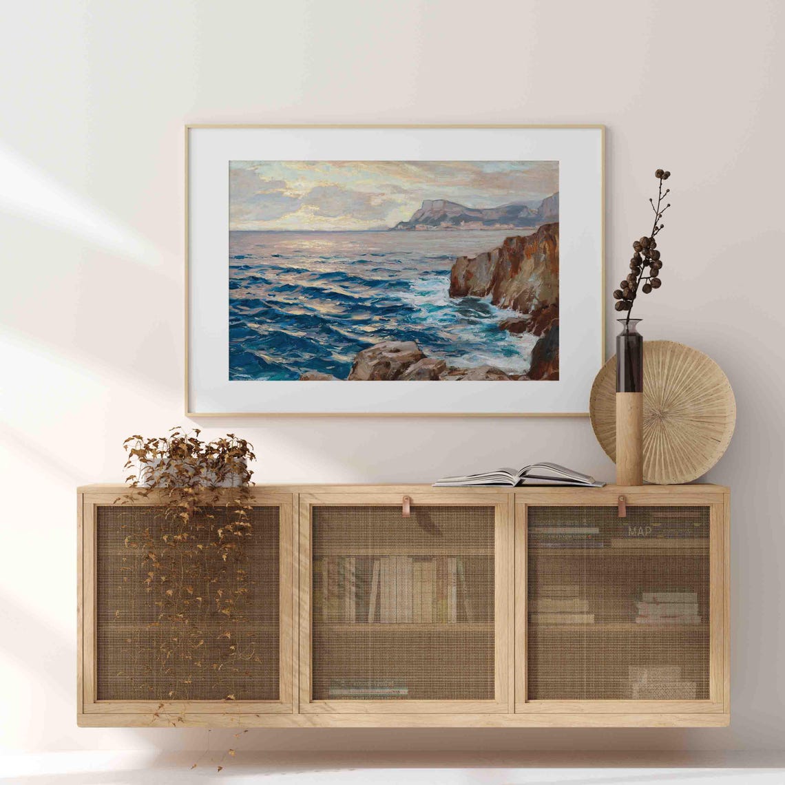 Vintage Seascape Print Sea View Oil Painting Antique Coastal View Art Country Landscape Painting Wa244 - Image 4