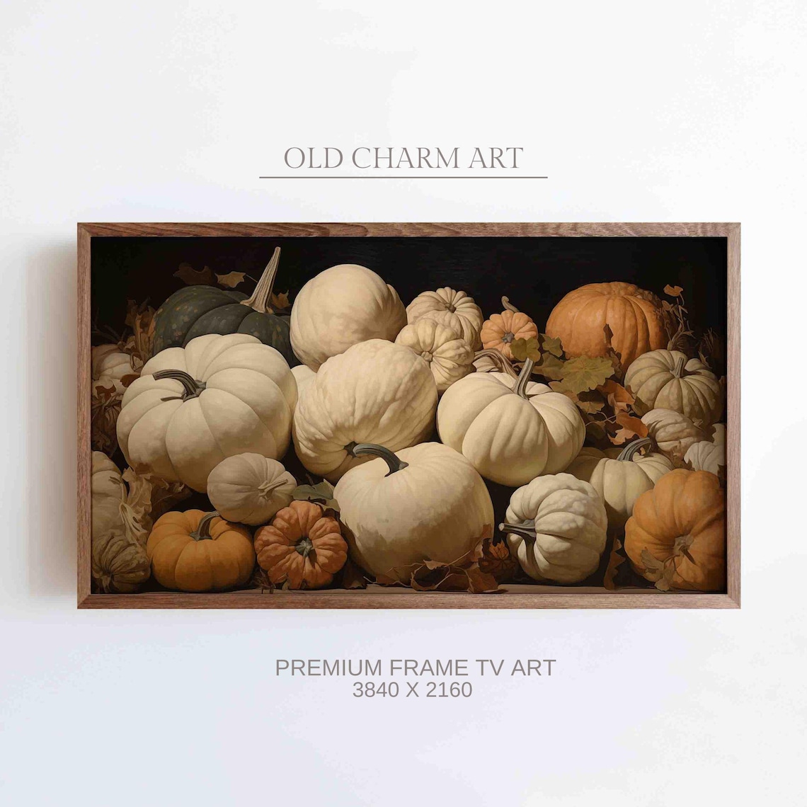 Abundant Harvest Of White Orange And Green Heirloom Pumpkins Poster
