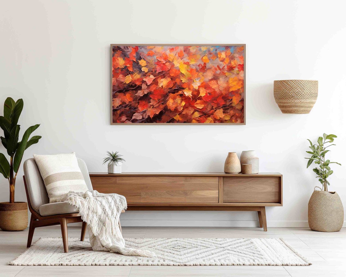 Autumn Fall Leaves Oil Painting Style Frame TV Display Poster - Image 2