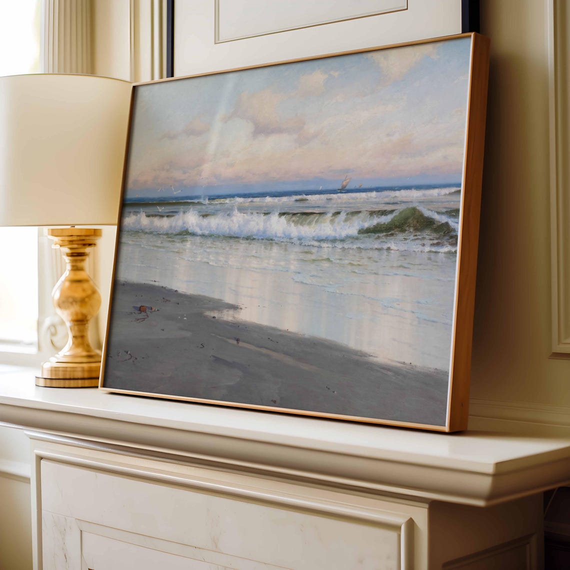 Seascape Print Vintage Sea Beach Oil Painting Coastal View Cottage Art Painting Country Landscape Wall Art Wa272 - Image 2