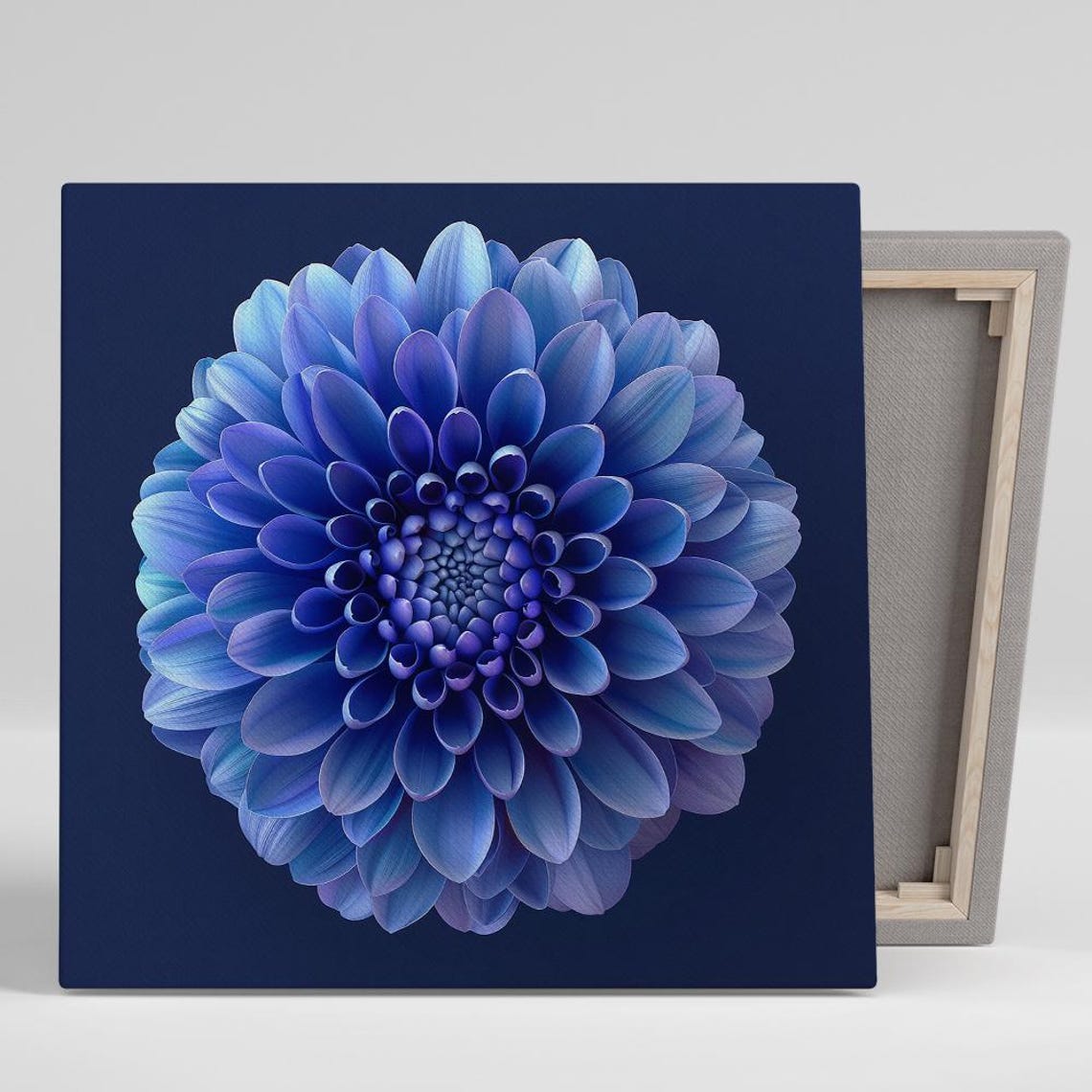 Stunning Blue Dahlia Macro Close Up Deep Navy Modern Art Poster