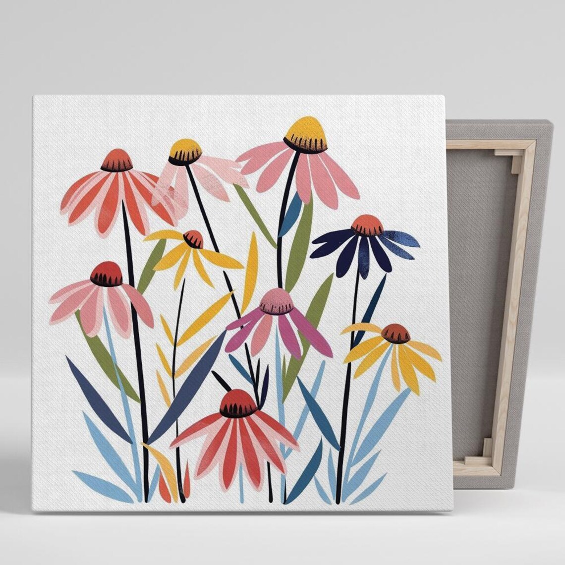 Echinacea Coneflower Art Print, Modern Bohemian
