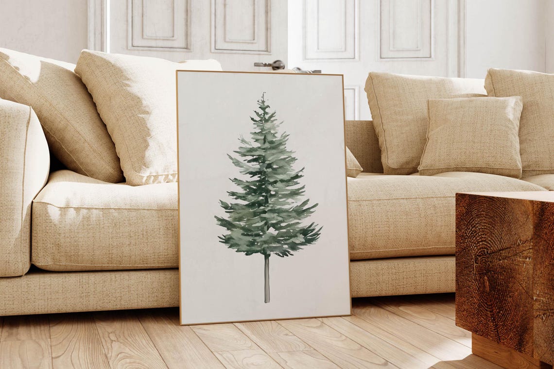 Classic Watercolor Evergreen Pine Tree Branch Winter Holiday Poster - Image 6