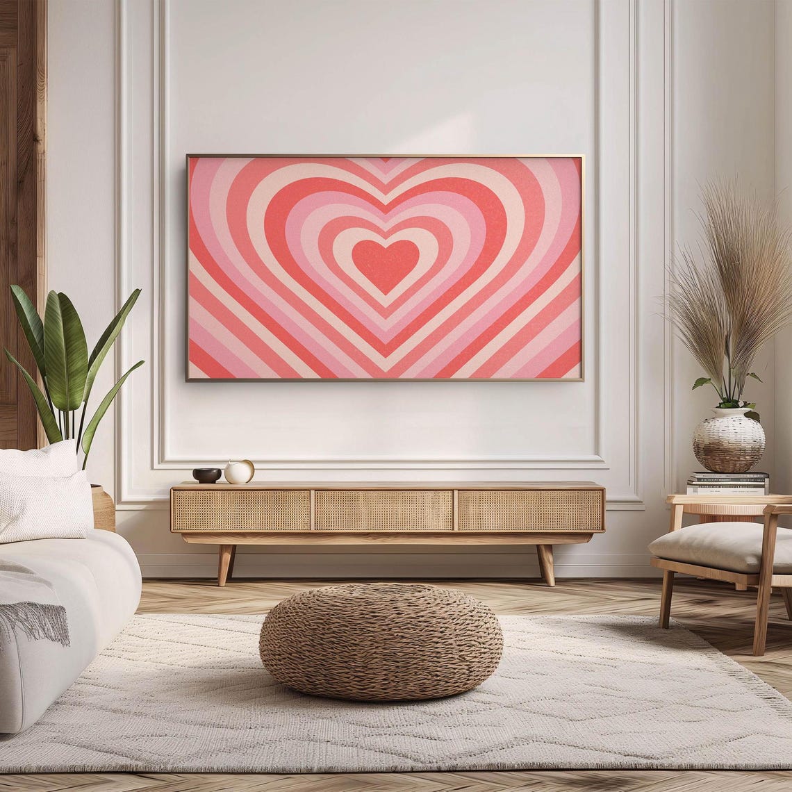 Pink Concentric Hearts Retro Valentine Frame TV Digital Wall Art Print - Image 5