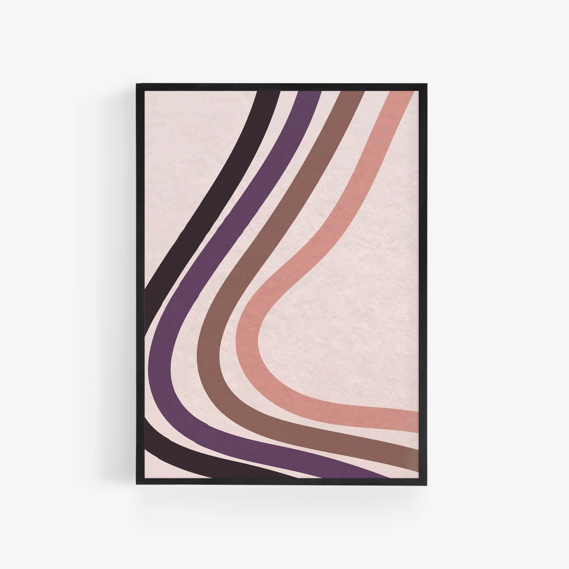 Wavy Lines Retro Purple Brown Pink Minimalist Abstract Poster - Image 3