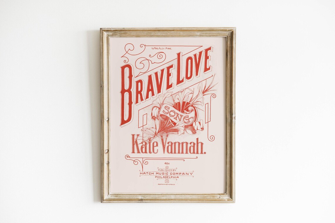 Brave Love Song Kate Vannah Antique Sheet Music Cover Art Poster - Image 2