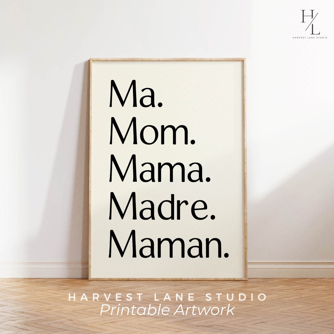 Ma Mom Mama Madre Maman Mothers Day Typography Cream Gift Poster - Image 6