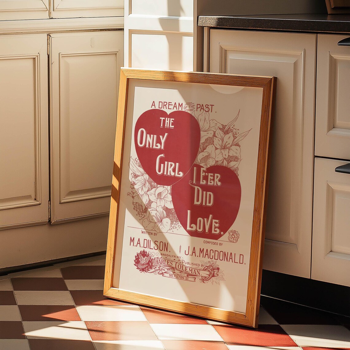 The Only Girl I Eer Did Love Antique Heart Sheet Music Art Poster - Image 5