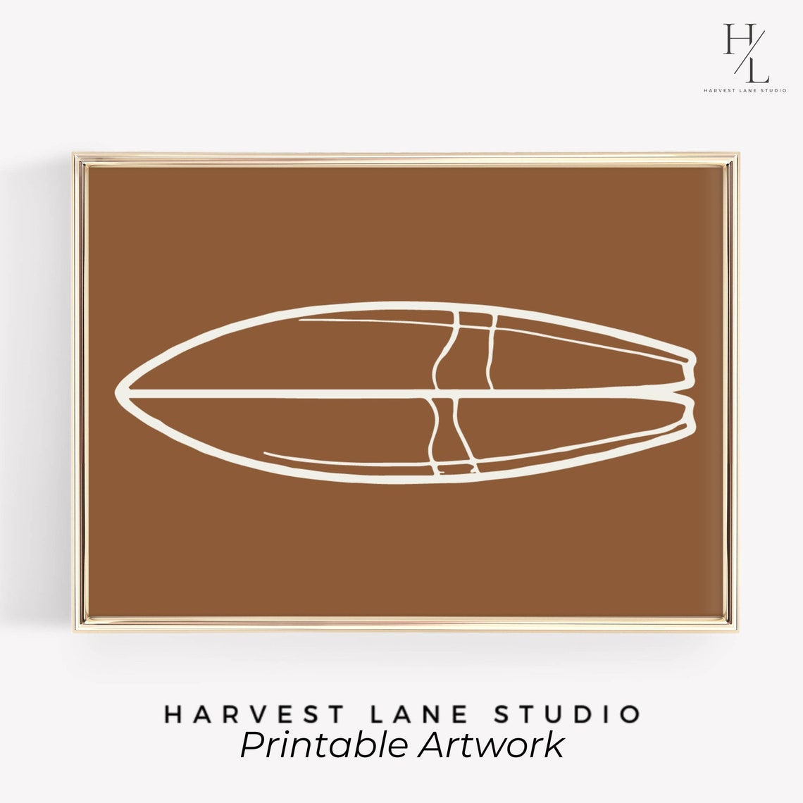 Surfboard Line Art Brown Minimalist Beach Coastal Cowgirl Poster - Image 6