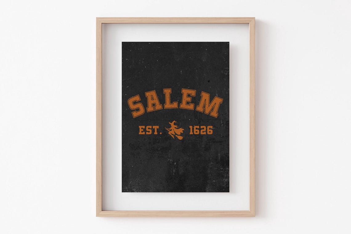 Salem Est 1626 Collegiate Witch Silhouette Halloween Wall Poster - Image 2