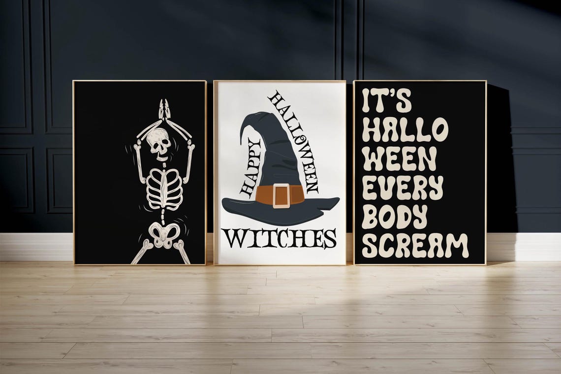Its Halloween Everybody Scream Retro Bubble Letters Halloween Poster - Image 4